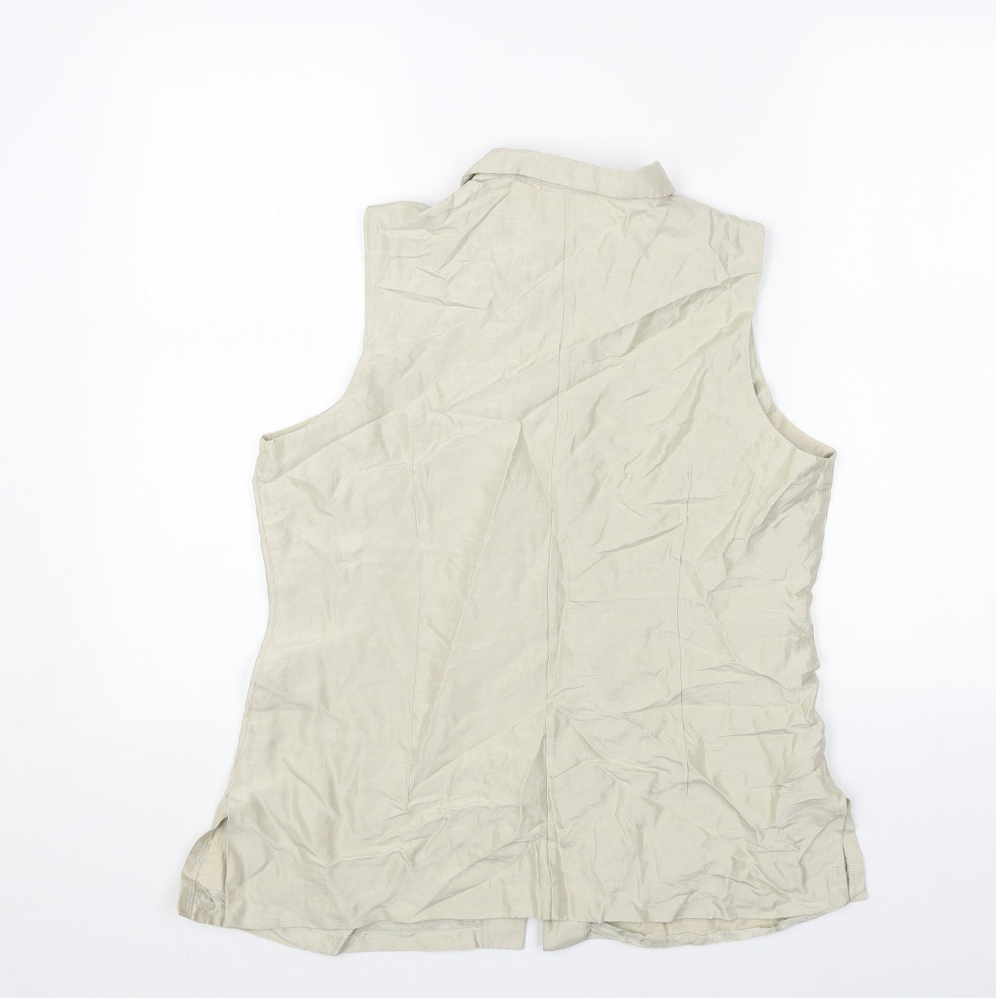 Sigrid Olsen Womens Beige Viscose Basic Button-Up Size M Collared