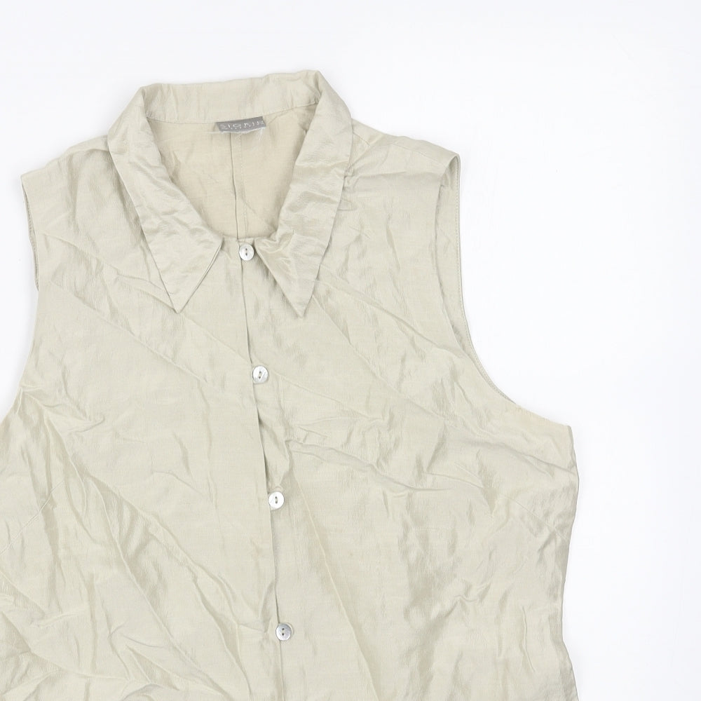 Sigrid Olsen Womens Beige Viscose Basic Button-Up Size M Collared