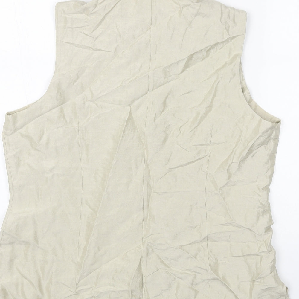 Sigrid Olsen Womens Beige Viscose Basic Button-Up Size M Collared