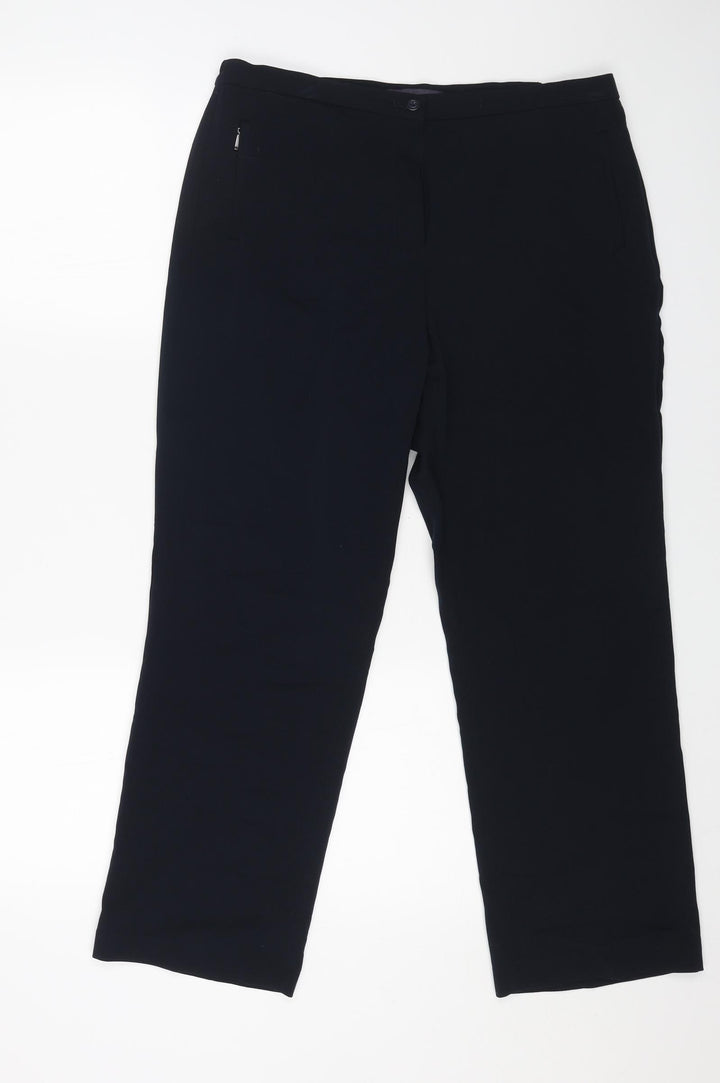 Marks and Spencer Womens Blue Polyester Dress Pants Trousers Size 14 L26 in Regular Zip