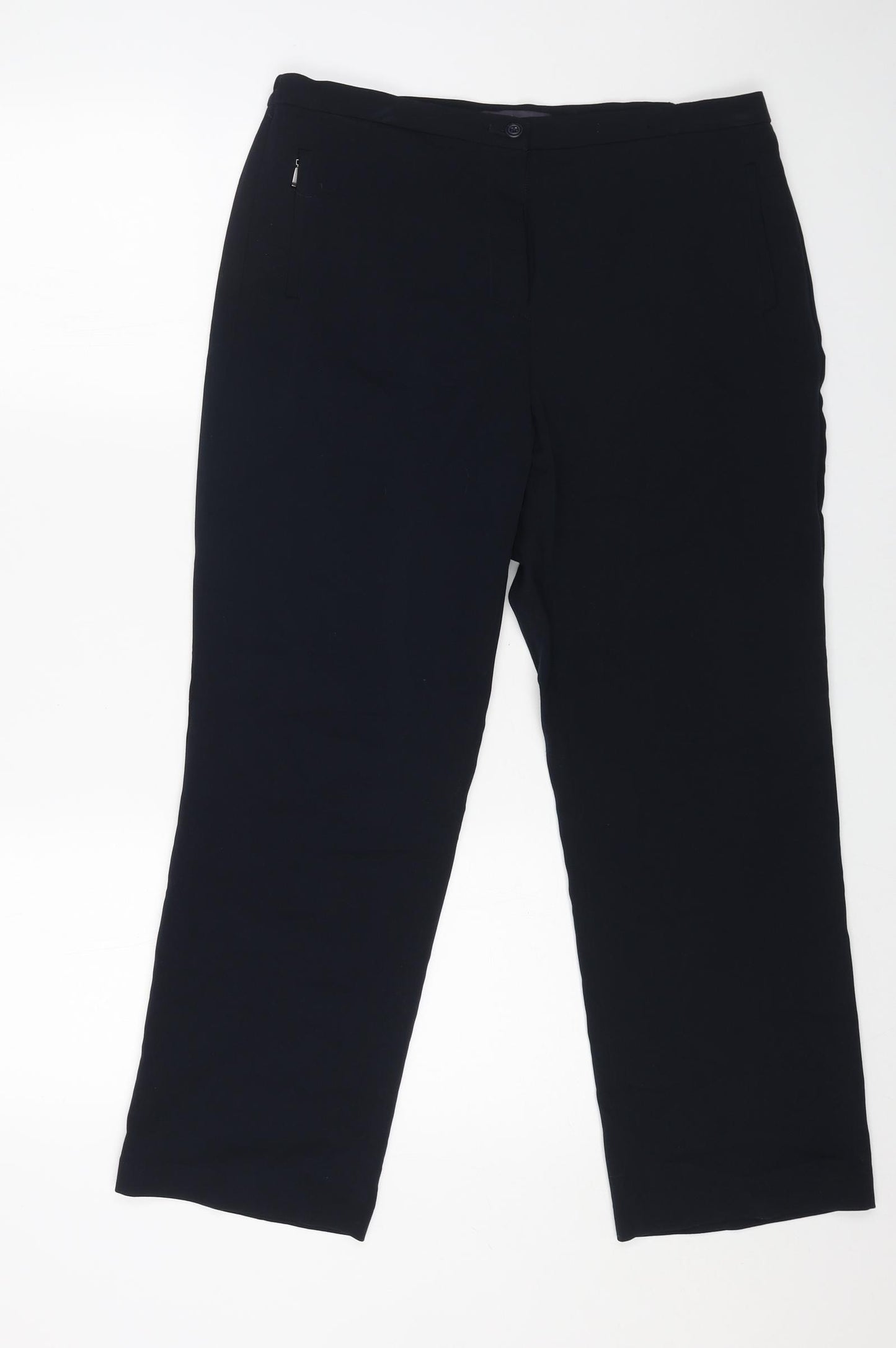 Marks and Spencer Womens Blue Polyester Dress Pants Trousers Size 14 L26 in Regular Zip