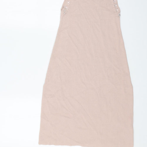 ASOS Womens Pink Viscose Jumper Dress Size 6 Mock Neck Pullover - Ribbed