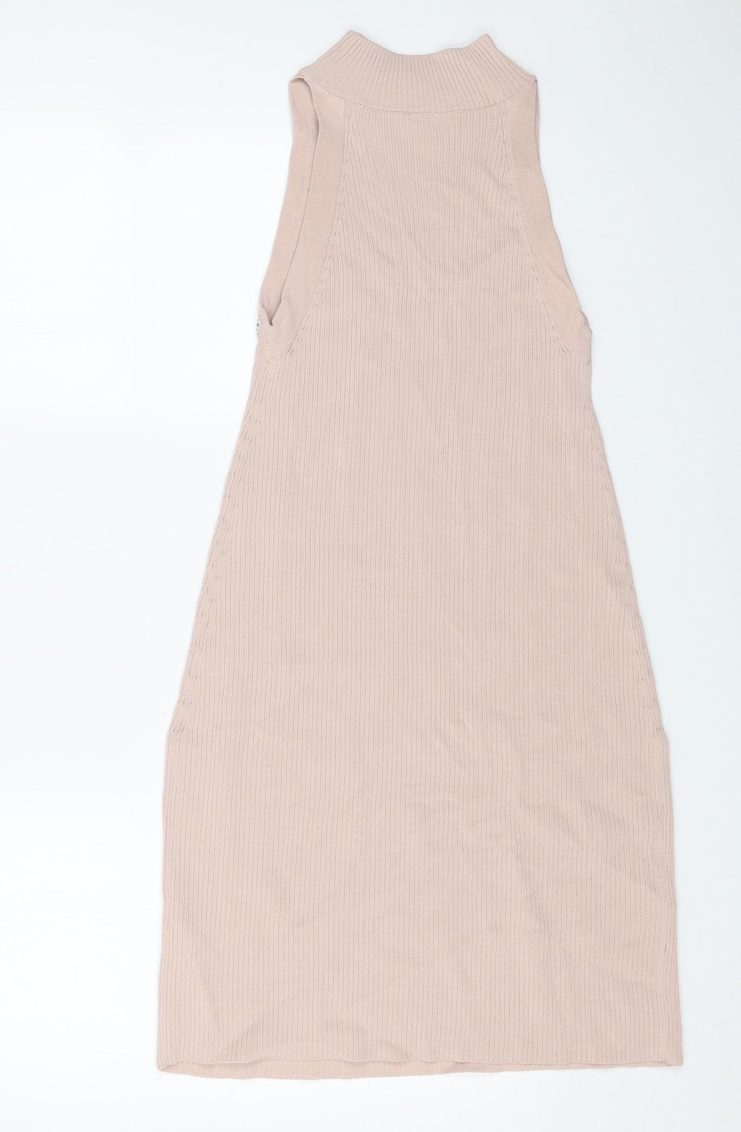 ASOS Womens Pink Viscose Jumper Dress Size 6 Mock Neck Pullover - Ribbed