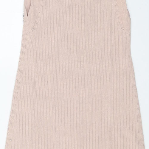 ASOS Womens Pink Viscose Jumper Dress Size 6 Mock Neck Pullover - Ribbed