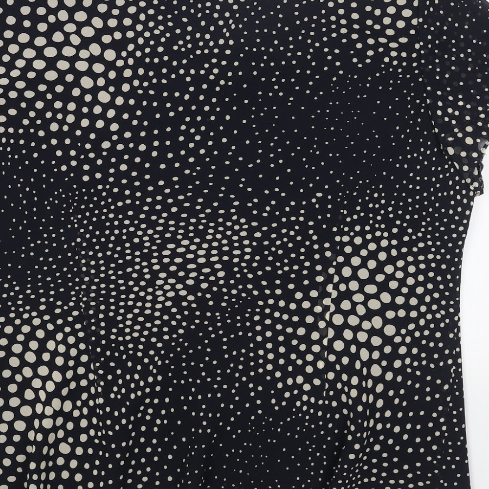 Debenhams Womens Blue Geometric Polyester Basic Blouse Size 16 Scoop Neck