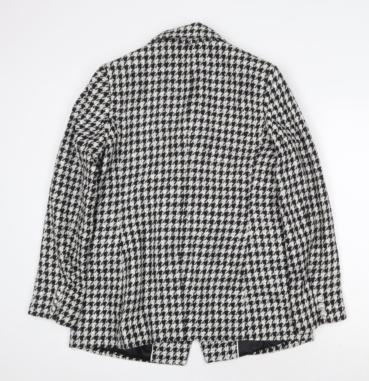 Marks and Spencer Womens White Geometric Pea Coat Coat Size 14 Button
