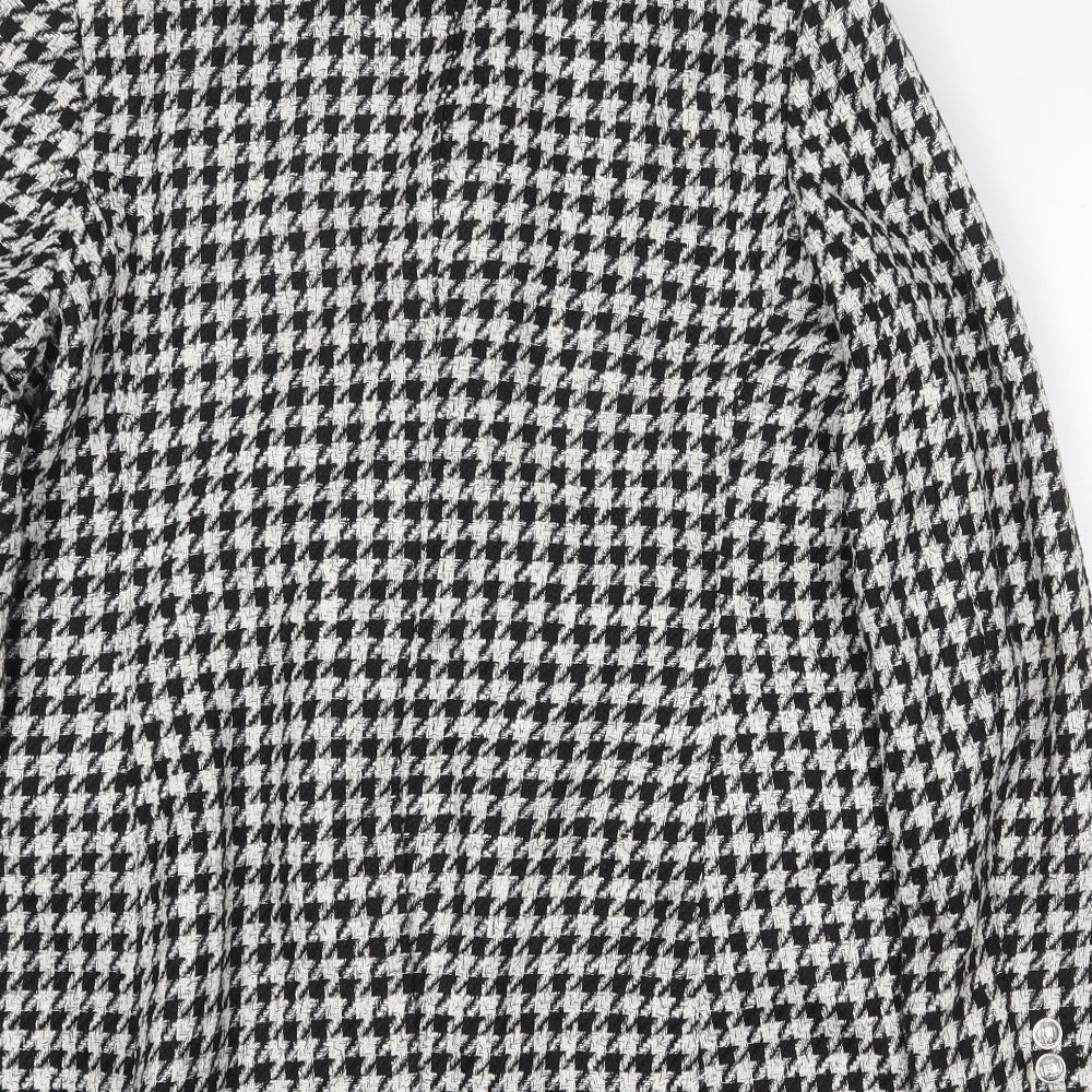 Marks and Spencer Womens White Geometric Pea Coat Coat Size 14 Button