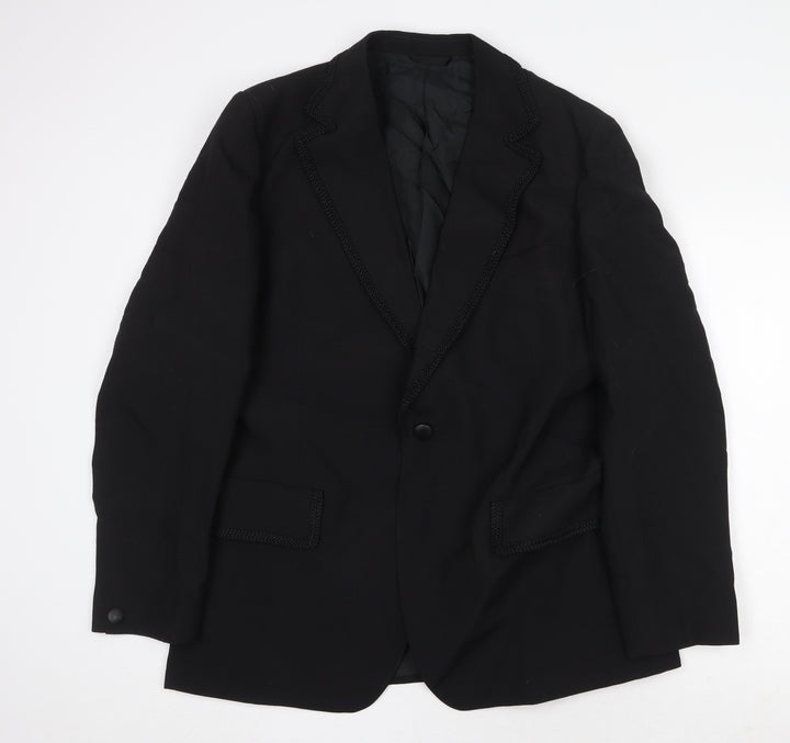 Trevira Mens Black Wool Jacket Suit Jacket Size 40 Regular