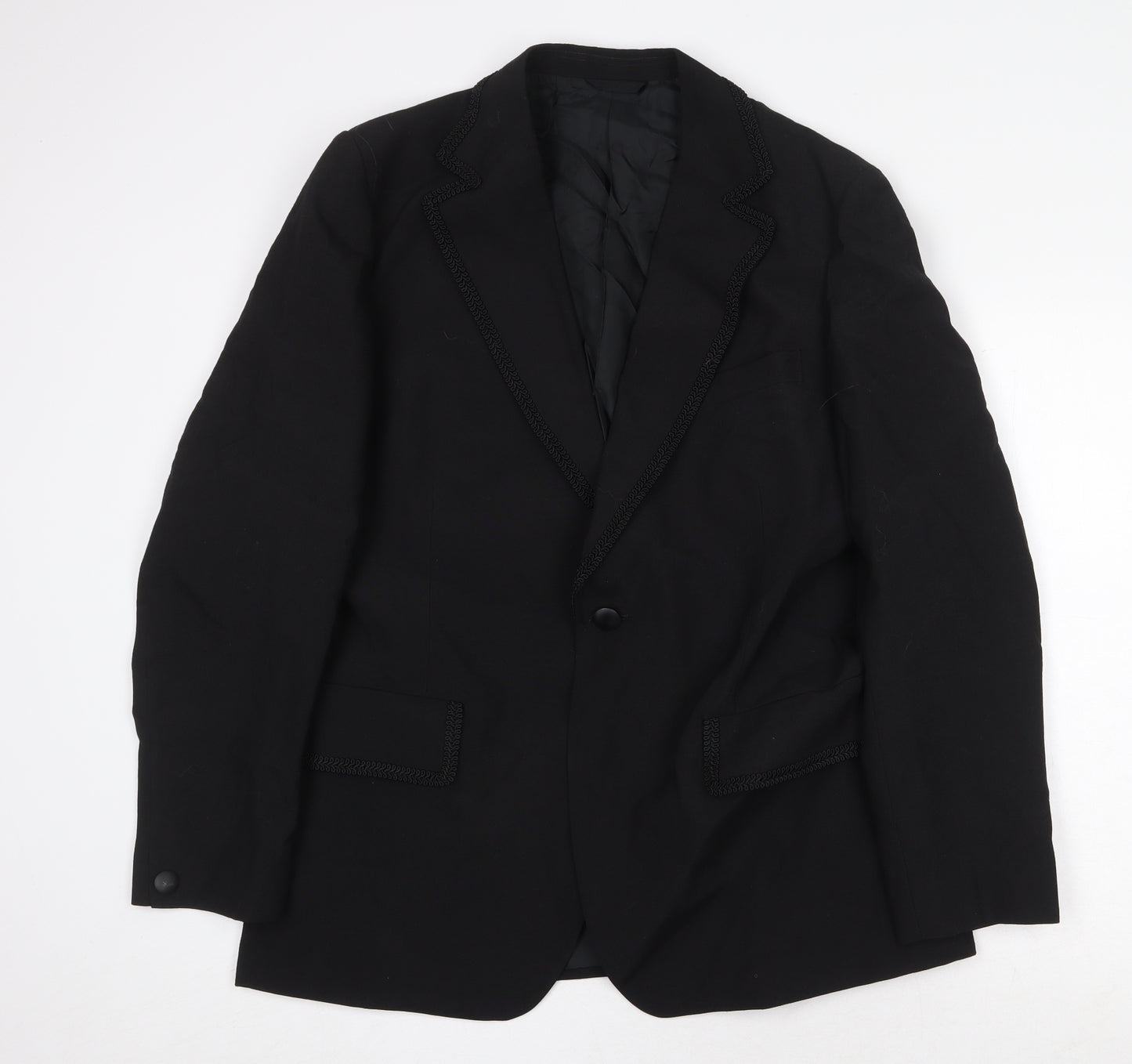 Trevira Mens Black Wool Jacket Suit Jacket Size 40 Regular