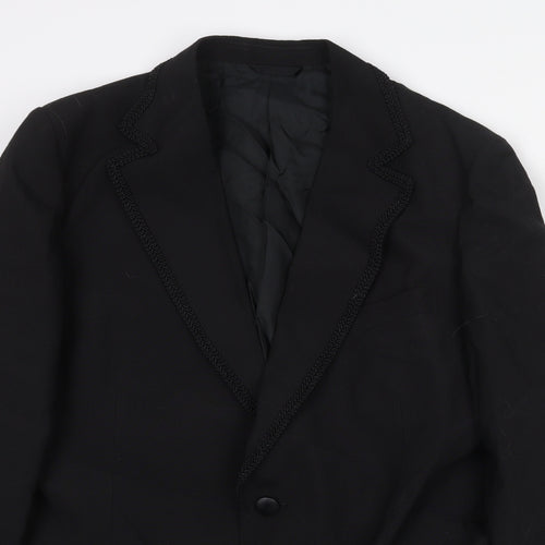 Trevira Mens Black Wool Jacket Suit Jacket Size 40 Regular