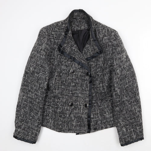 EWM Womens Grey Geometric Jacket Size 16 Button