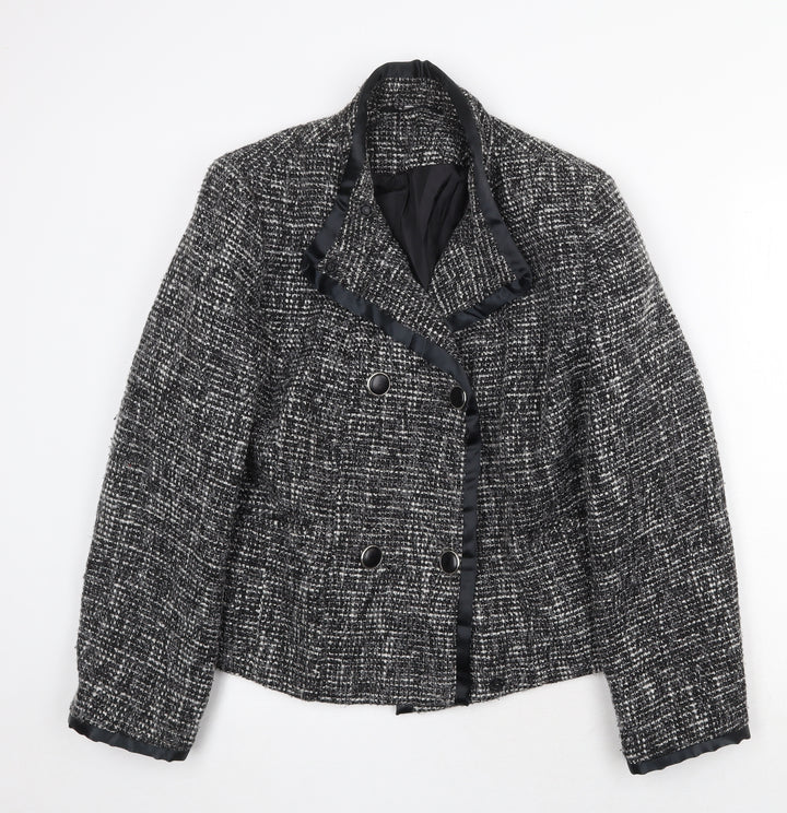 EWM Womens Grey Geometric Jacket Size 16 Button