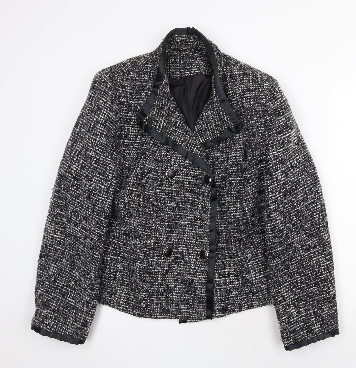 EWM Womens Grey Geometric Jacket Size 16 Button