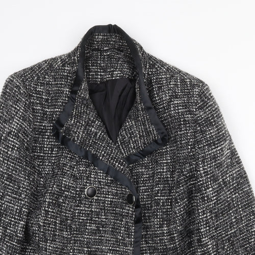EWM Womens Grey Geometric Jacket Size 16 Button