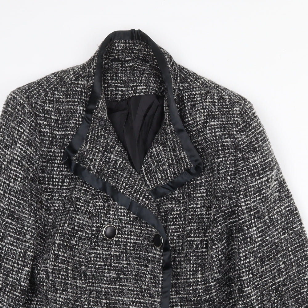 EWM Womens Grey Geometric Jacket Size 16 Button