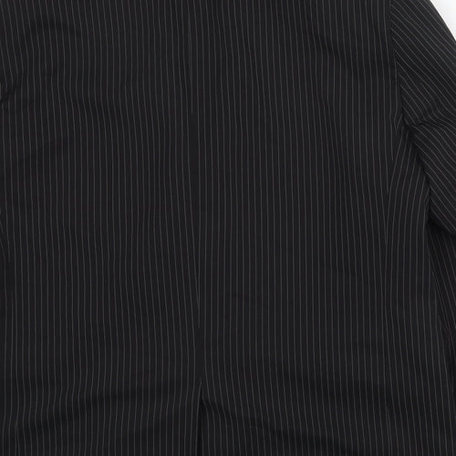 Preworn Mens Black Striped Polyester Jacket Suit Jacket Size 40 Regular