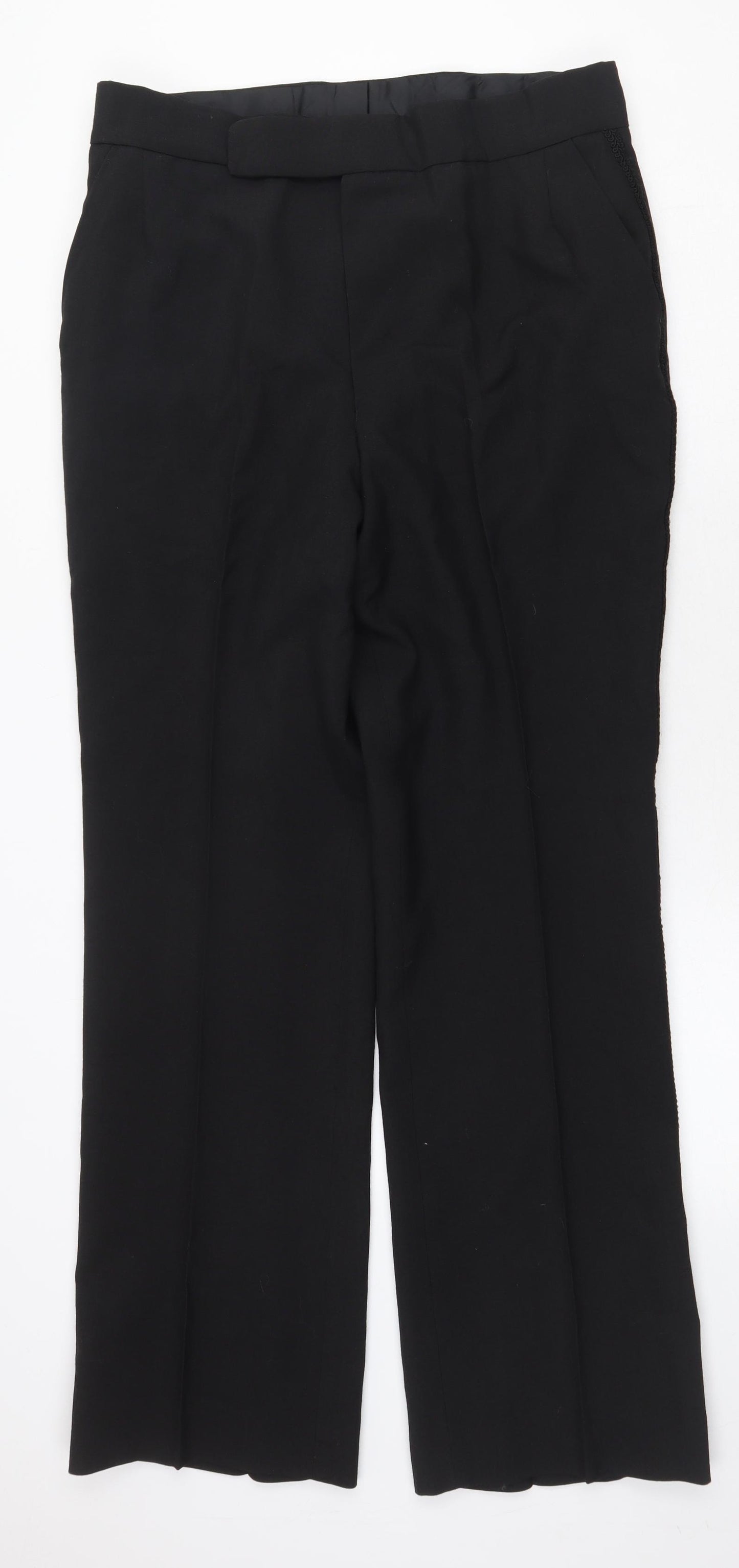 Preworn Mens Black Cotton Dress Pants Trousers Size 36 in Regular Zip