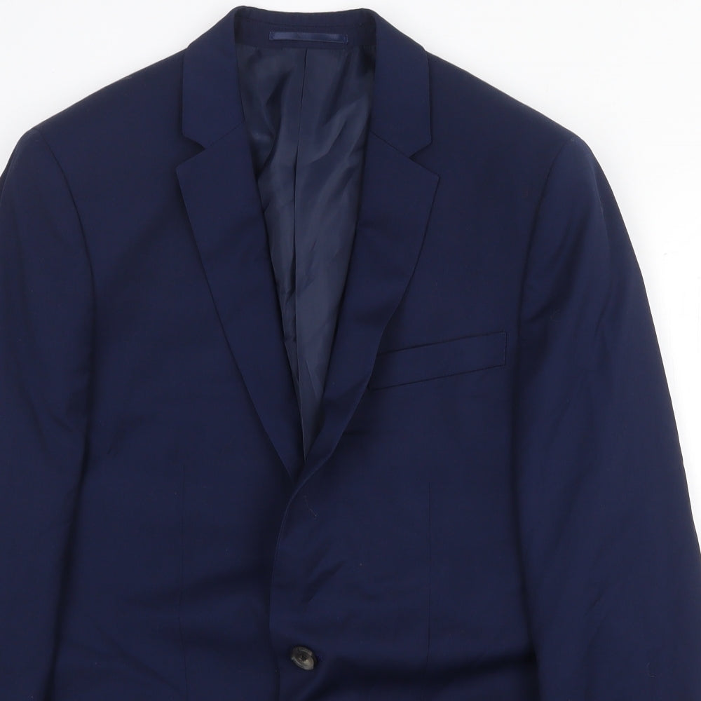 River Island Mens Blue Polyester Jacket Suit Jacket Size 38 Regular
