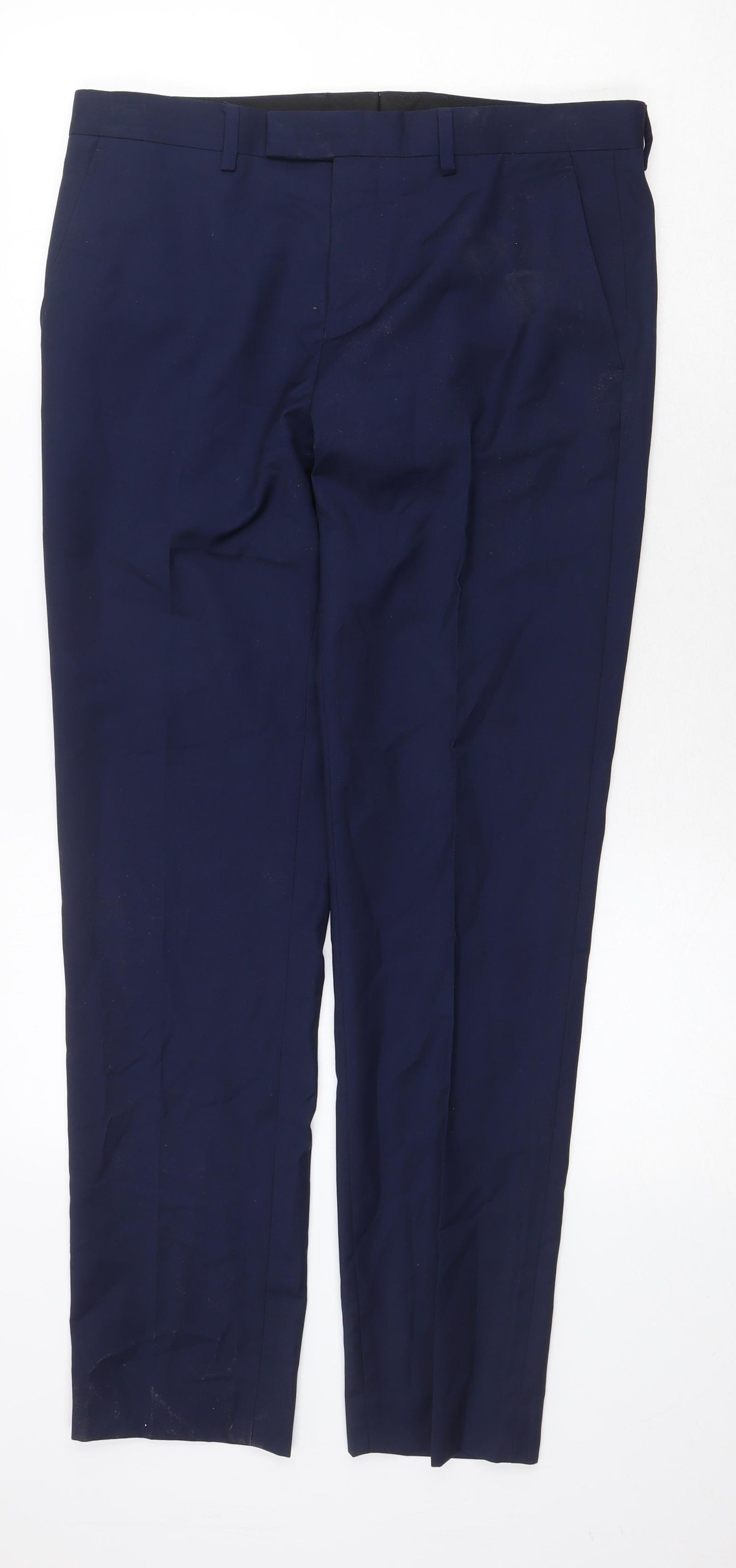 River Island Mens Blue Polyester Dress Pants Trousers Size 32 in Regular Zip