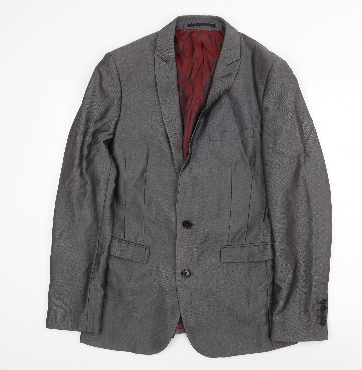 NEXT Mens Grey Polyester Jacket Suit Jacket Size 38 Regular