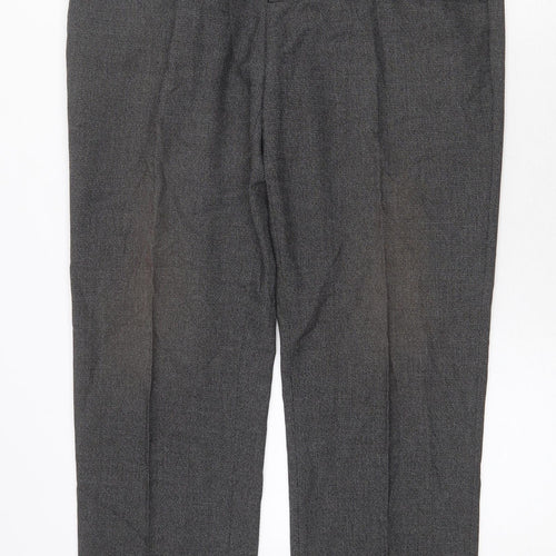 Skopes Mens Grey Polyester Dress Pants Trousers Size 34 in Regular Zip