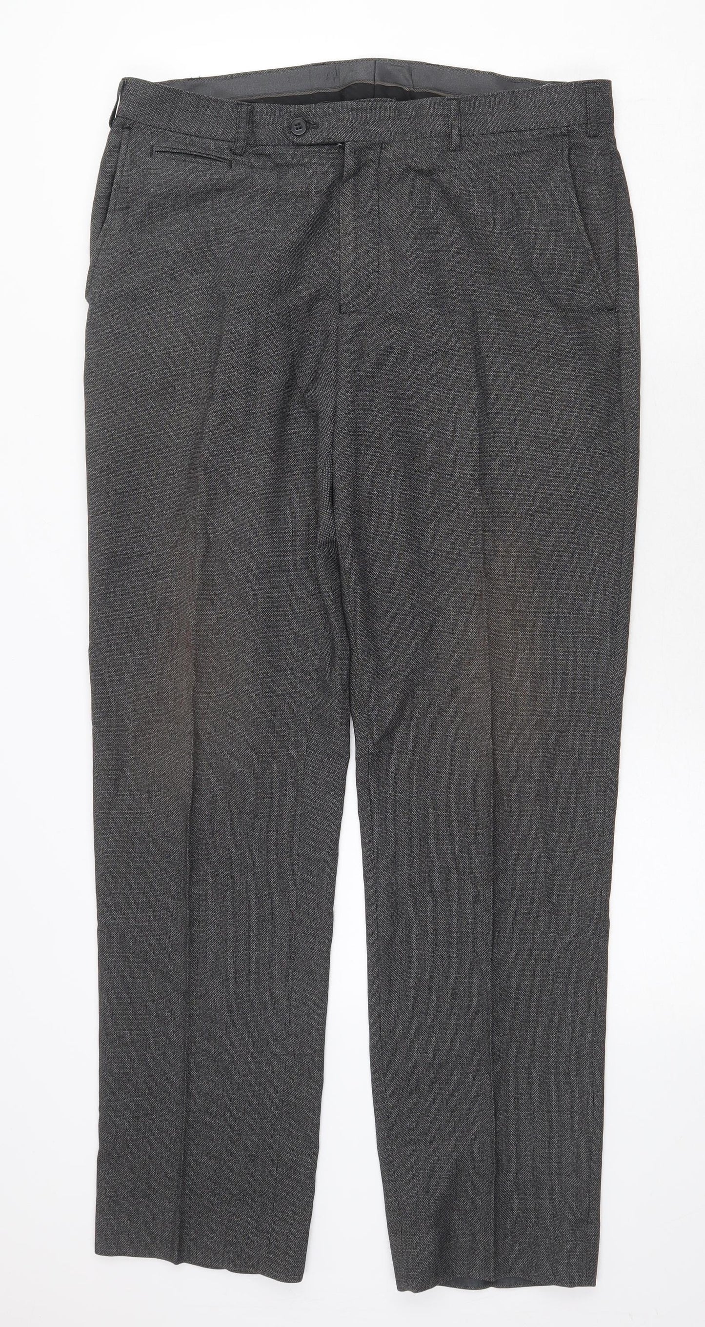 Skopes Mens Grey Polyester Dress Pants Trousers Size 34 in Regular Zip