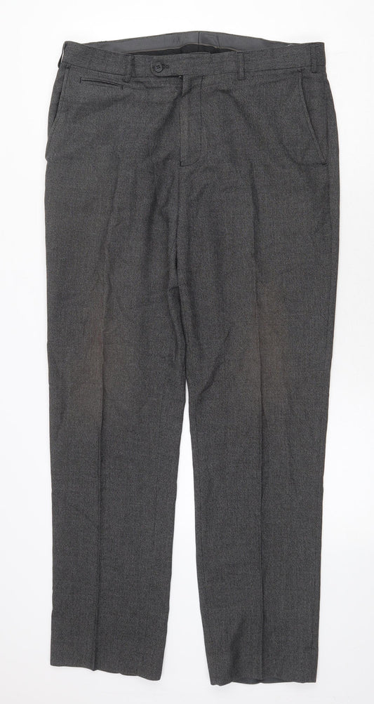 Skopes Mens Grey Polyester Dress Pants Trousers Size 34 in Regular Zip