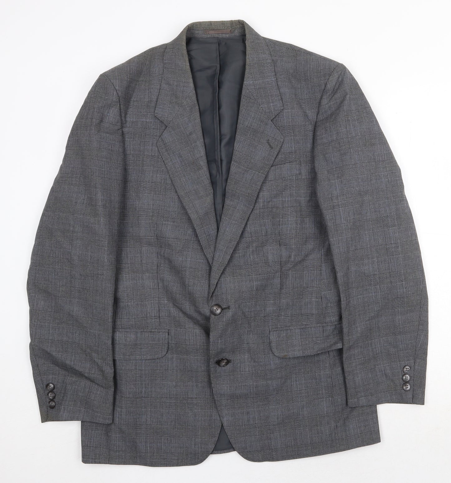 Canda Mens Grey Plaid Wool Jacket Suit Jacket Size 38 Regular