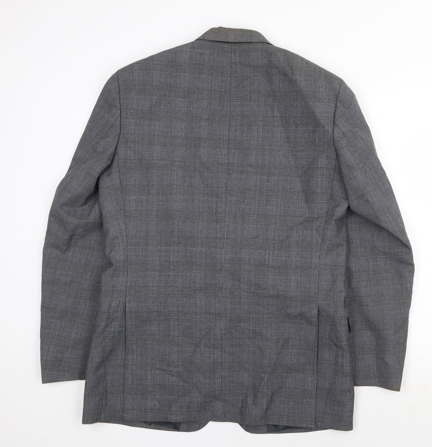 Canda Mens Grey Plaid Wool Jacket Suit Jacket Size 38 Regular