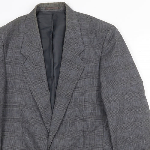 Canda Mens Grey Plaid Wool Jacket Suit Jacket Size 38 Regular