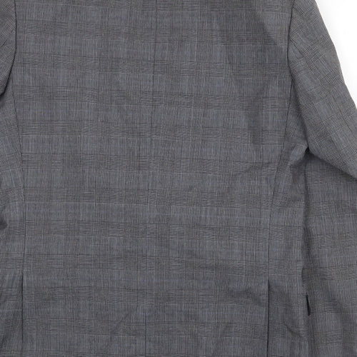Canda Mens Grey Plaid Wool Jacket Suit Jacket Size 38 Regular