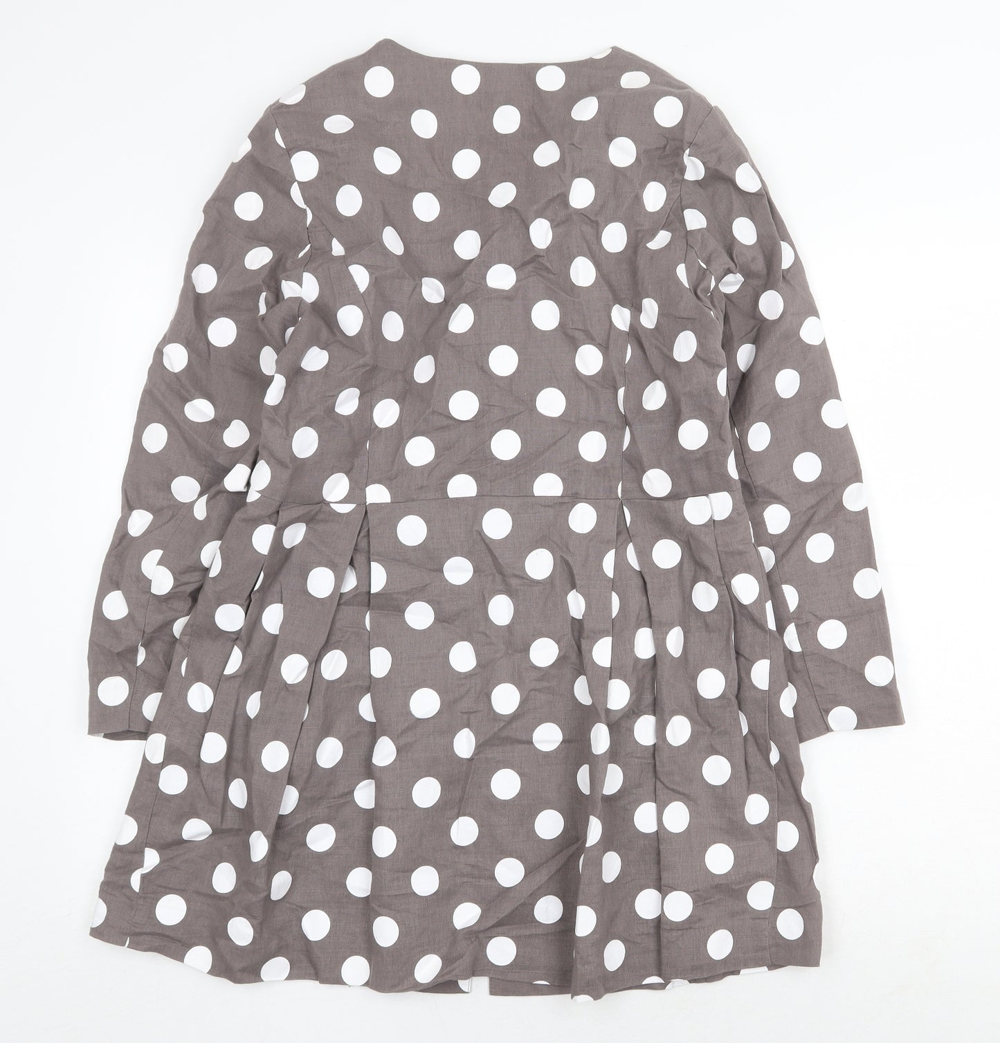 A Belle Womens Grey Polka Dot Trench Coat Coat Size 12 Button