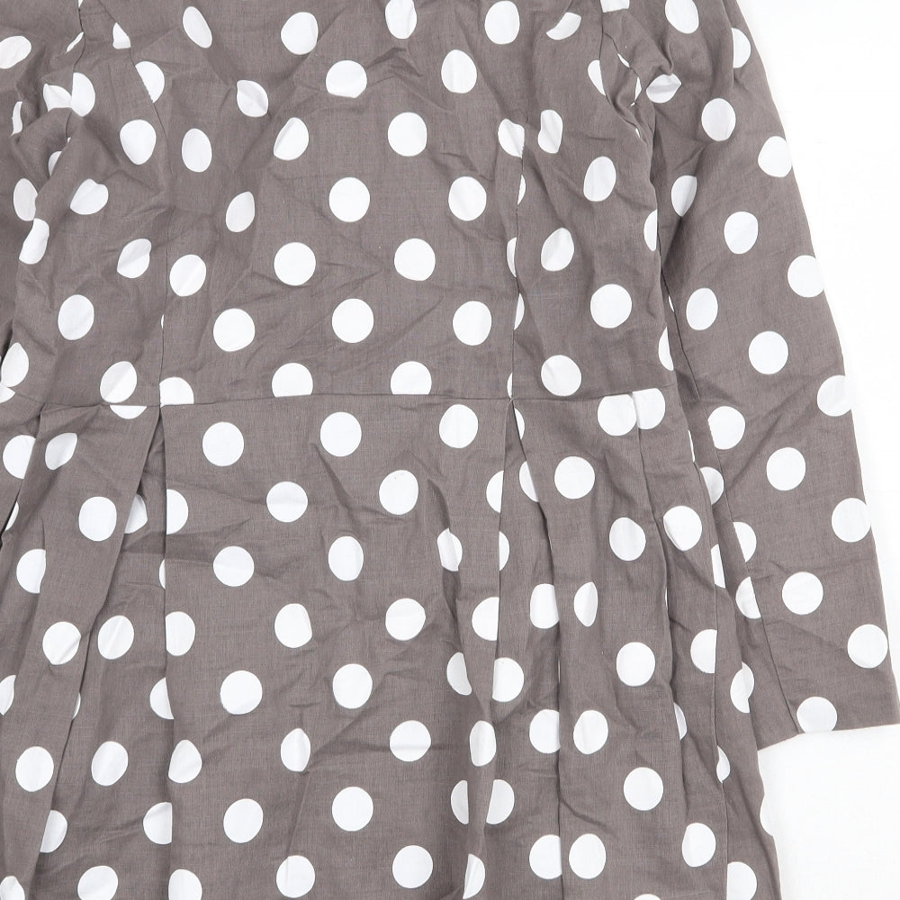 A Belle Womens Grey Polka Dot Trench Coat Coat Size 12 Button