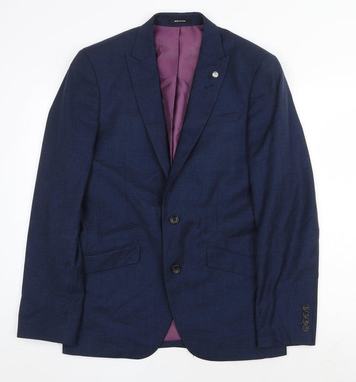 Cedar Wood State Mens Blue Polyester Jacket Suit Jacket Size 38 Regular