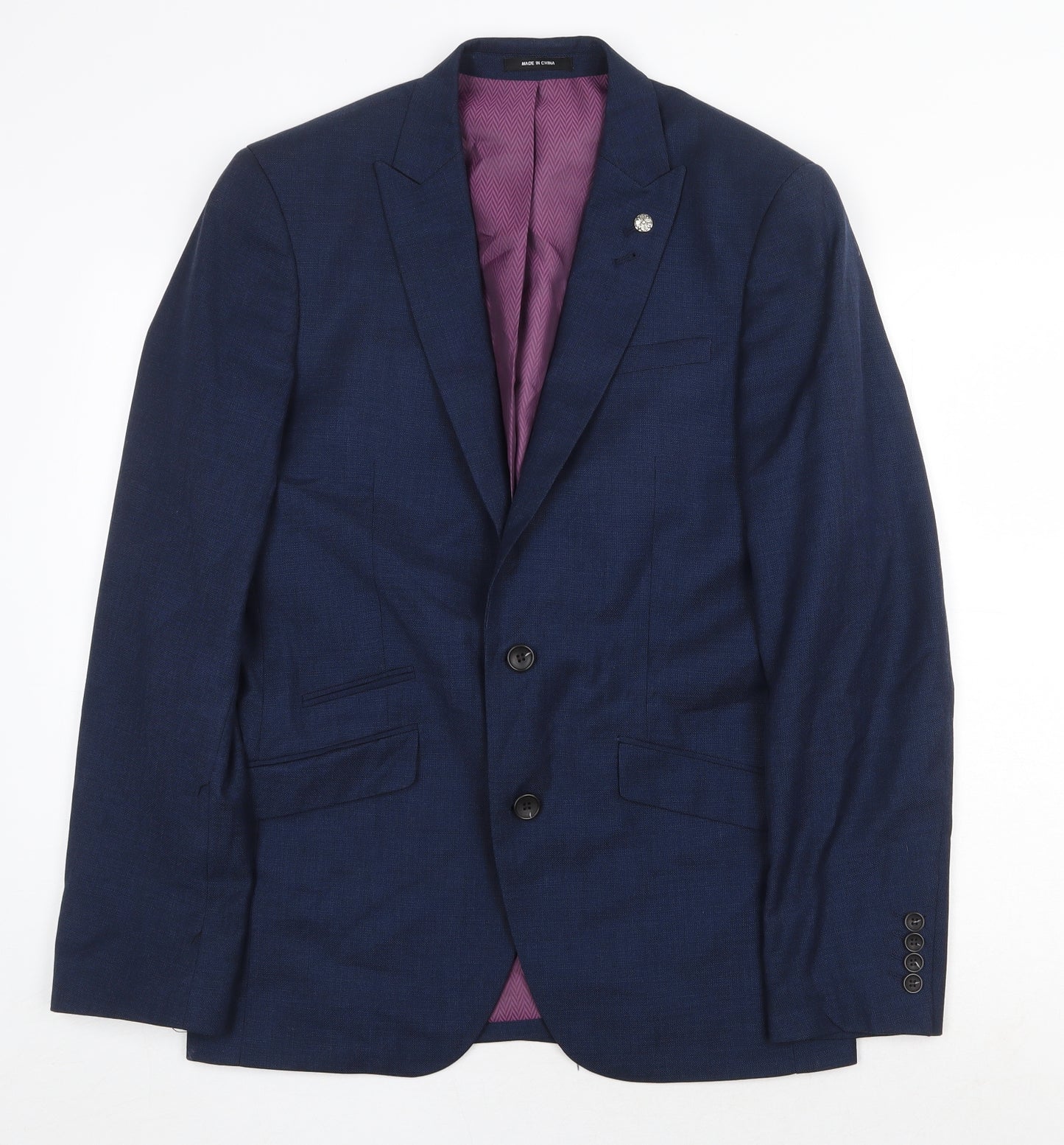 Cedar Wood State Mens Blue Polyester Jacket Suit Jacket Size 38 Regular