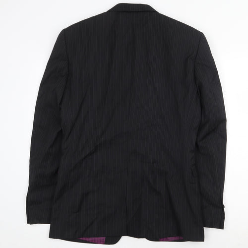 NEXT Mens Black Striped Wool Jacket Suit Jacket Size 36 Regular