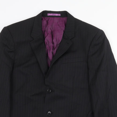 NEXT Mens Black Striped Wool Jacket Suit Jacket Size 36 Regular