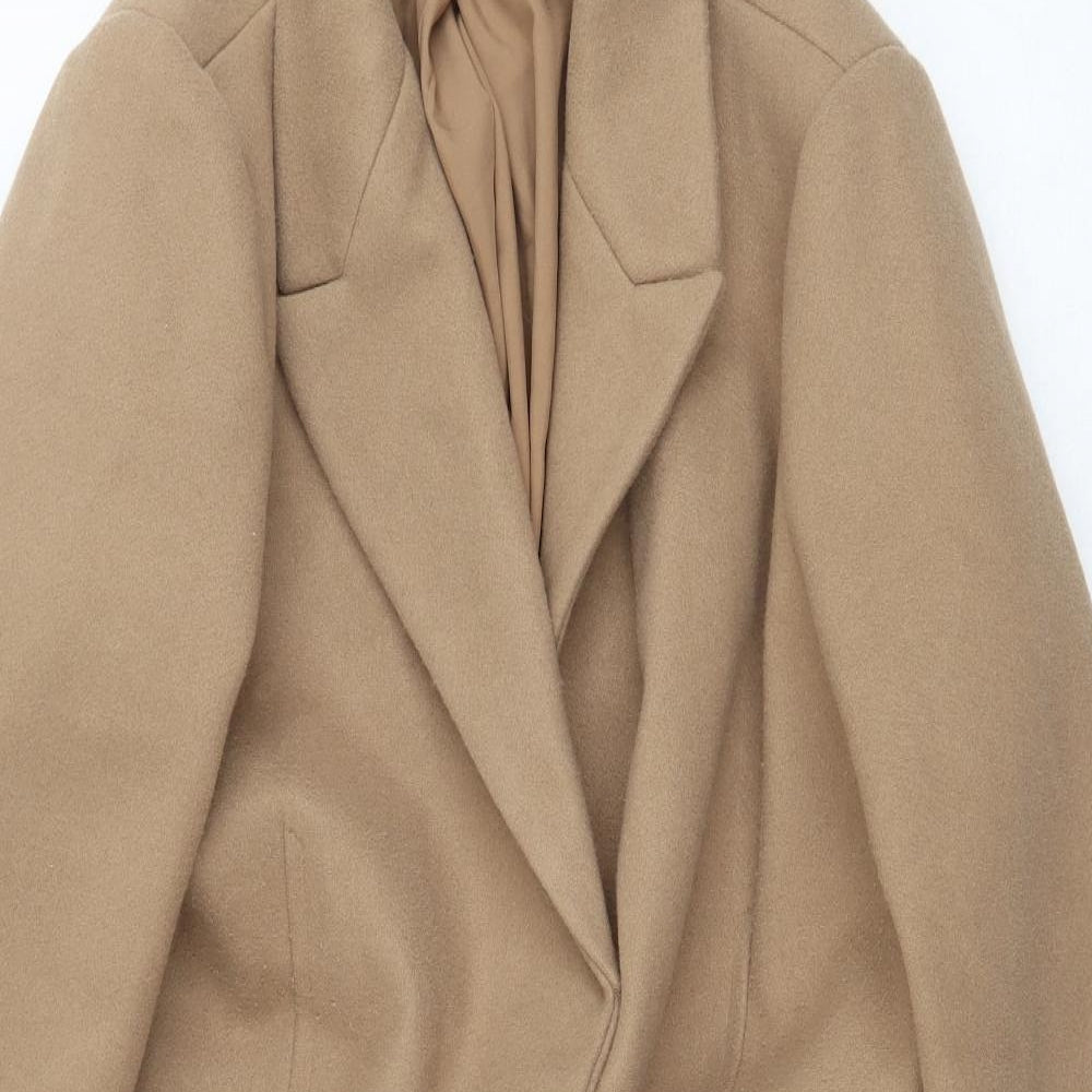 Marks and Spencer Womens Beige Overcoat Coat Size 22 Snap