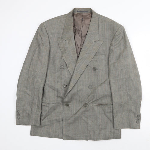 Principles Mens Grey Plaid Polyester Jacket Suit Jacket Size 38 Regular