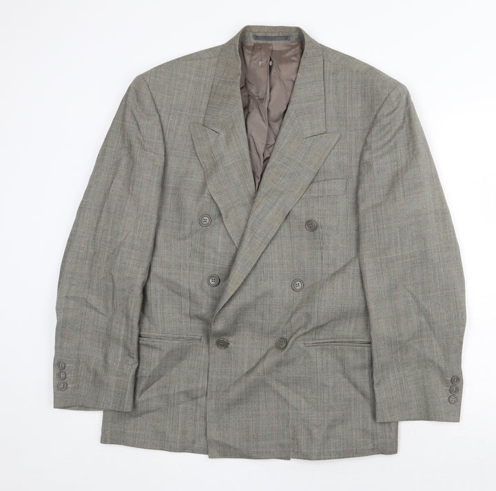 Principles Mens Grey Plaid Polyester Jacket Suit Jacket Size 38 Regular