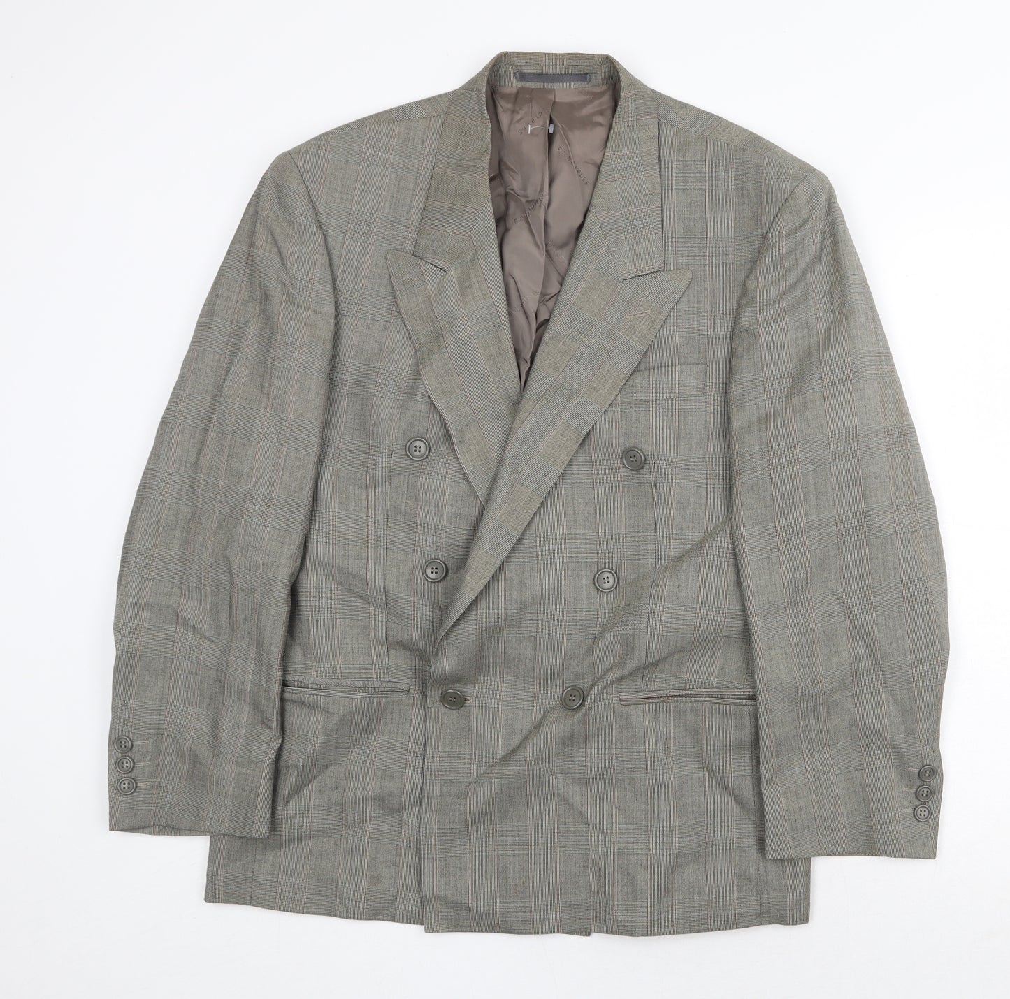 Principles Mens Grey Plaid Polyester Jacket Suit Jacket Size 38 Regular