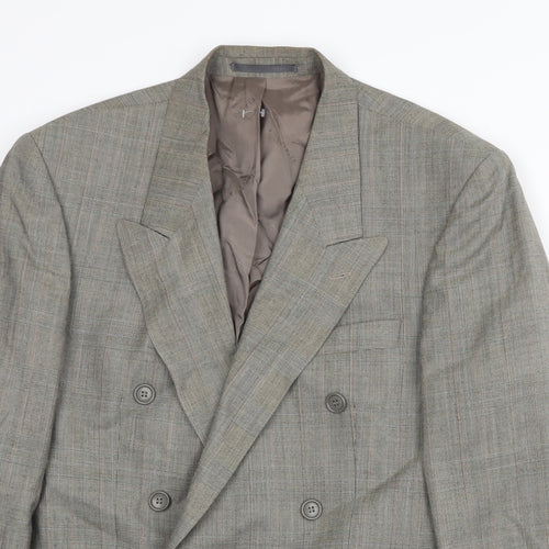Principles Mens Grey Plaid Polyester Jacket Suit Jacket Size 38 Regular