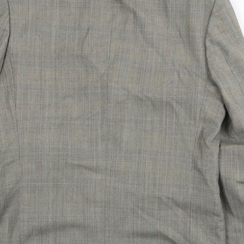 Principles Mens Grey Plaid Polyester Jacket Suit Jacket Size 38 Regular