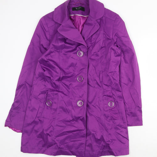 BHS Womens Purple Overcoat Jacket Size 12 Button