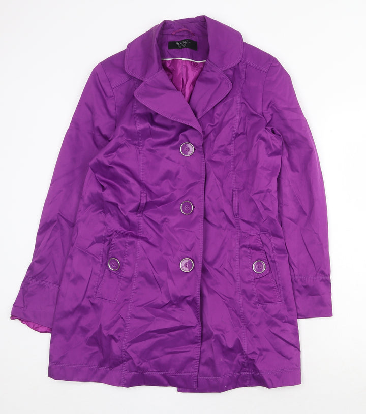 BHS Womens Purple Overcoat Jacket Size 12 Button