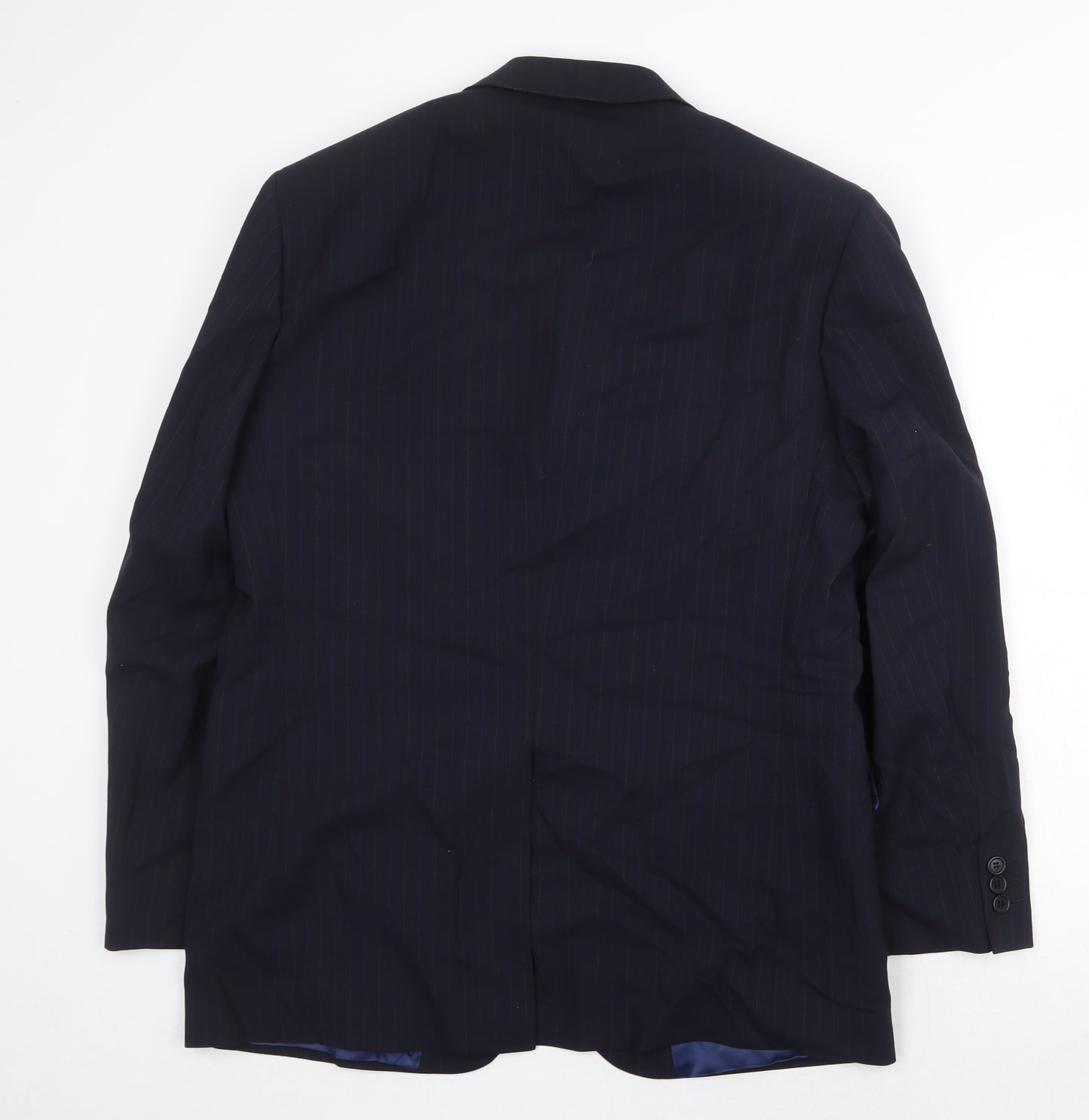 Marks and Spencer Mens Blue Striped Wool Jacket Suit Jacket Size 40 Regular