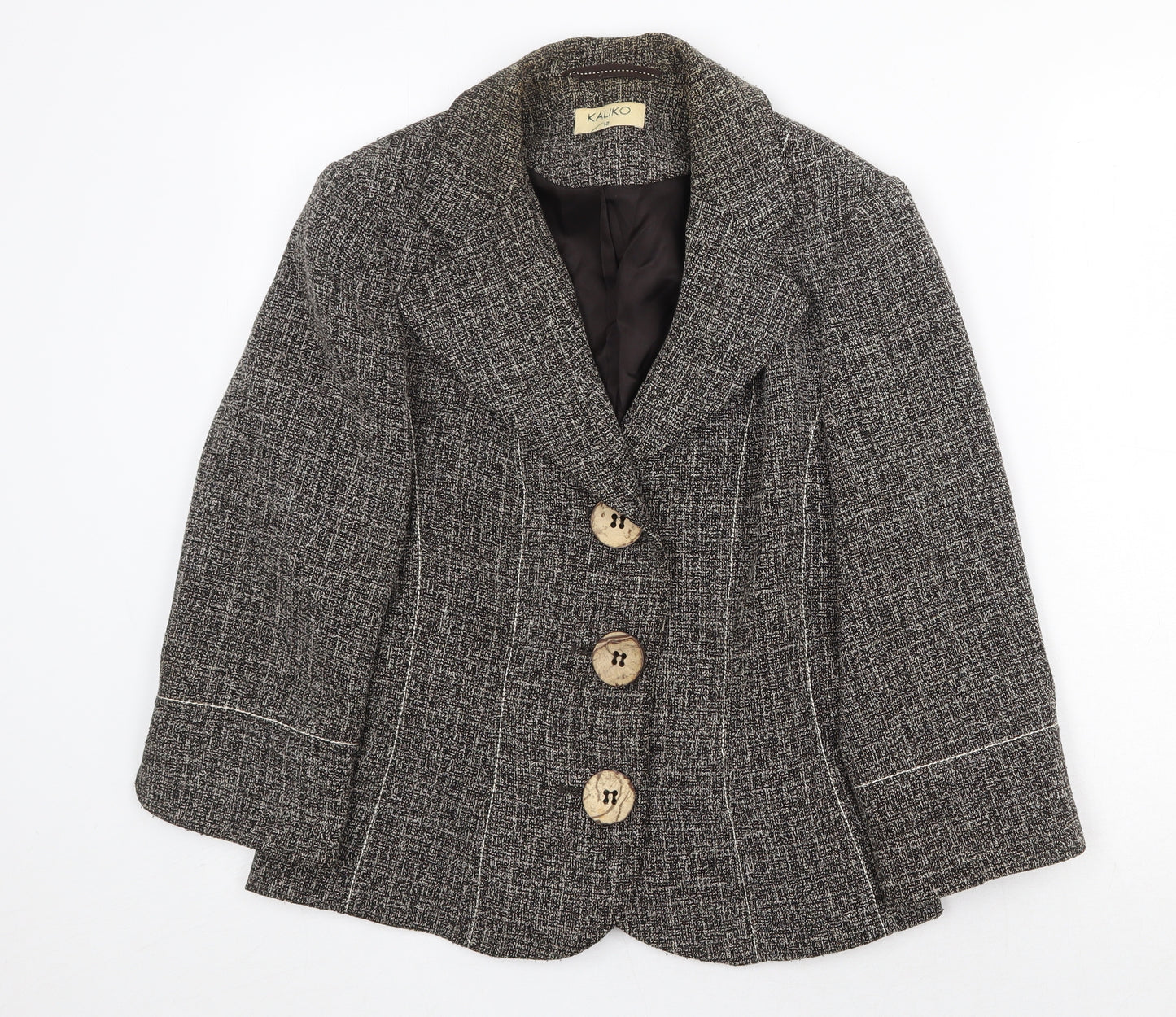 Kaliko Womens Grey Jacket Blazer Size 12 Button