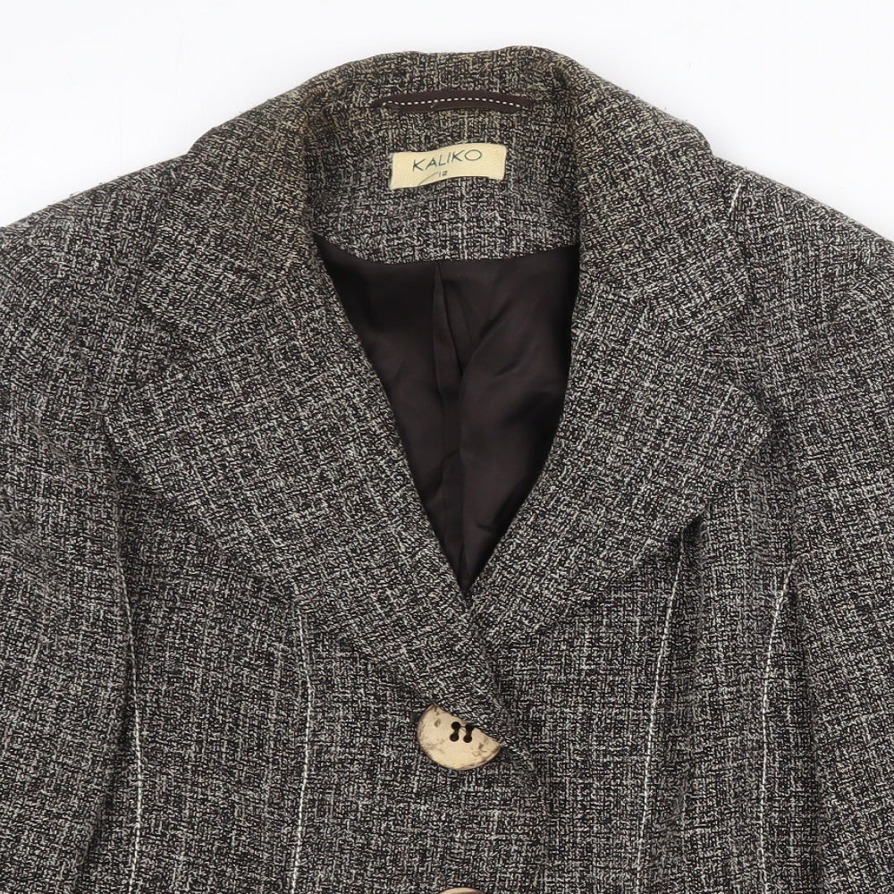Kaliko Womens Grey Jacket Blazer Size 12 Button