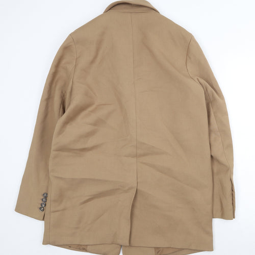 H&M Womens Beige Overcoat Coat Size S Button
