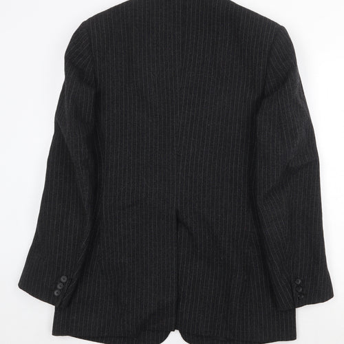 FMT Mens Black Striped Wool Jacket Suit Jacket Size 40 Regular